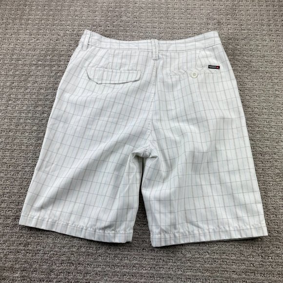 QUIKSILVER Shorts Men 34 White Blue Brown Plaid Short Pants Chino Casual Golf - Picture 6 of 13